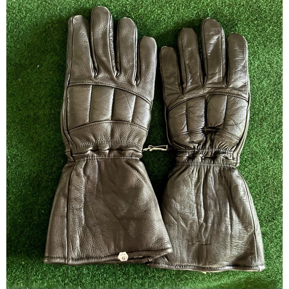 Aris Softan Leather Ski Gloves Mens Small Brown Cotton Fleece Lined Vintage